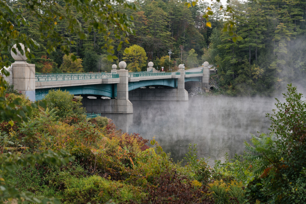 The Ledyard Bridge on a misty morning.